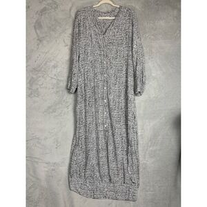 ✨ 2/$35 DKNY Black White Polka Dotted Print Long Sleeve Maxi Dress Women Size L